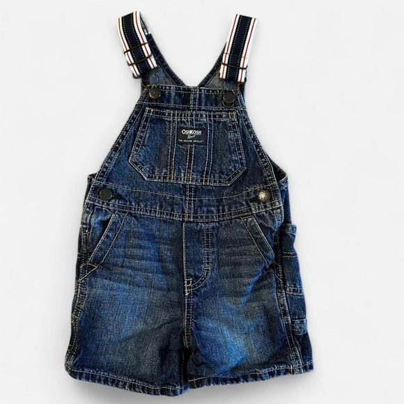 Vintage OshKosh B'gosh Blue Overalls with Striped Straps - Picture 2 of 4